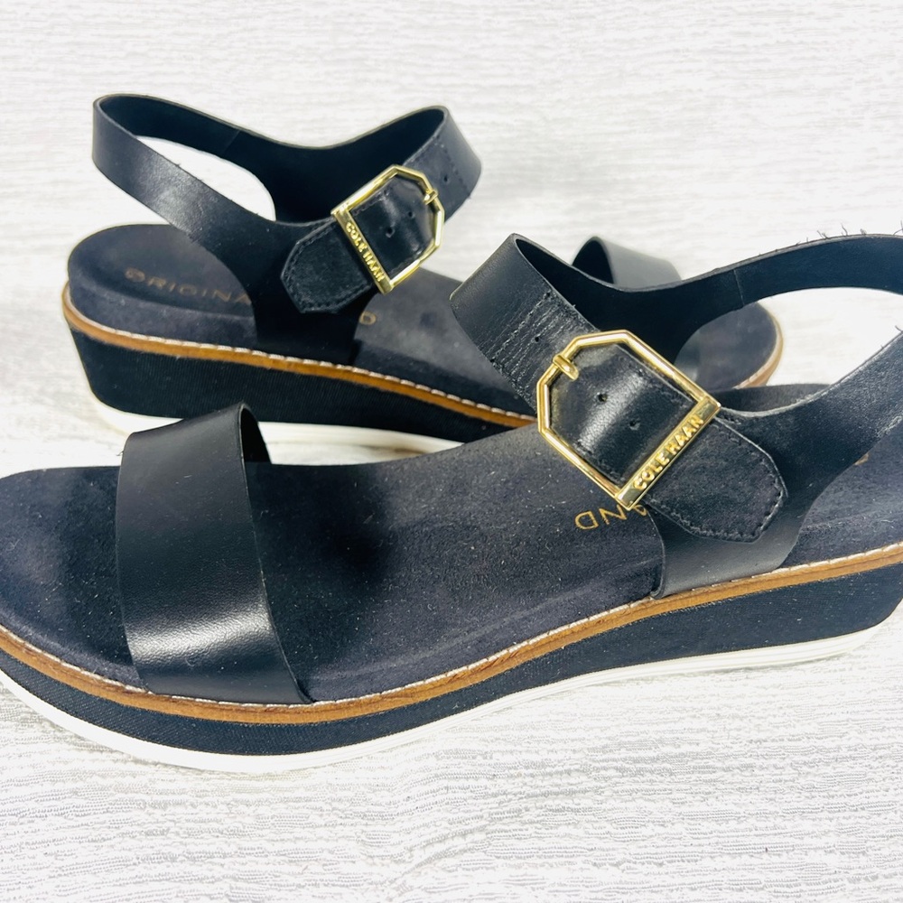 Cole Haan Black Sandals with Gold Accents